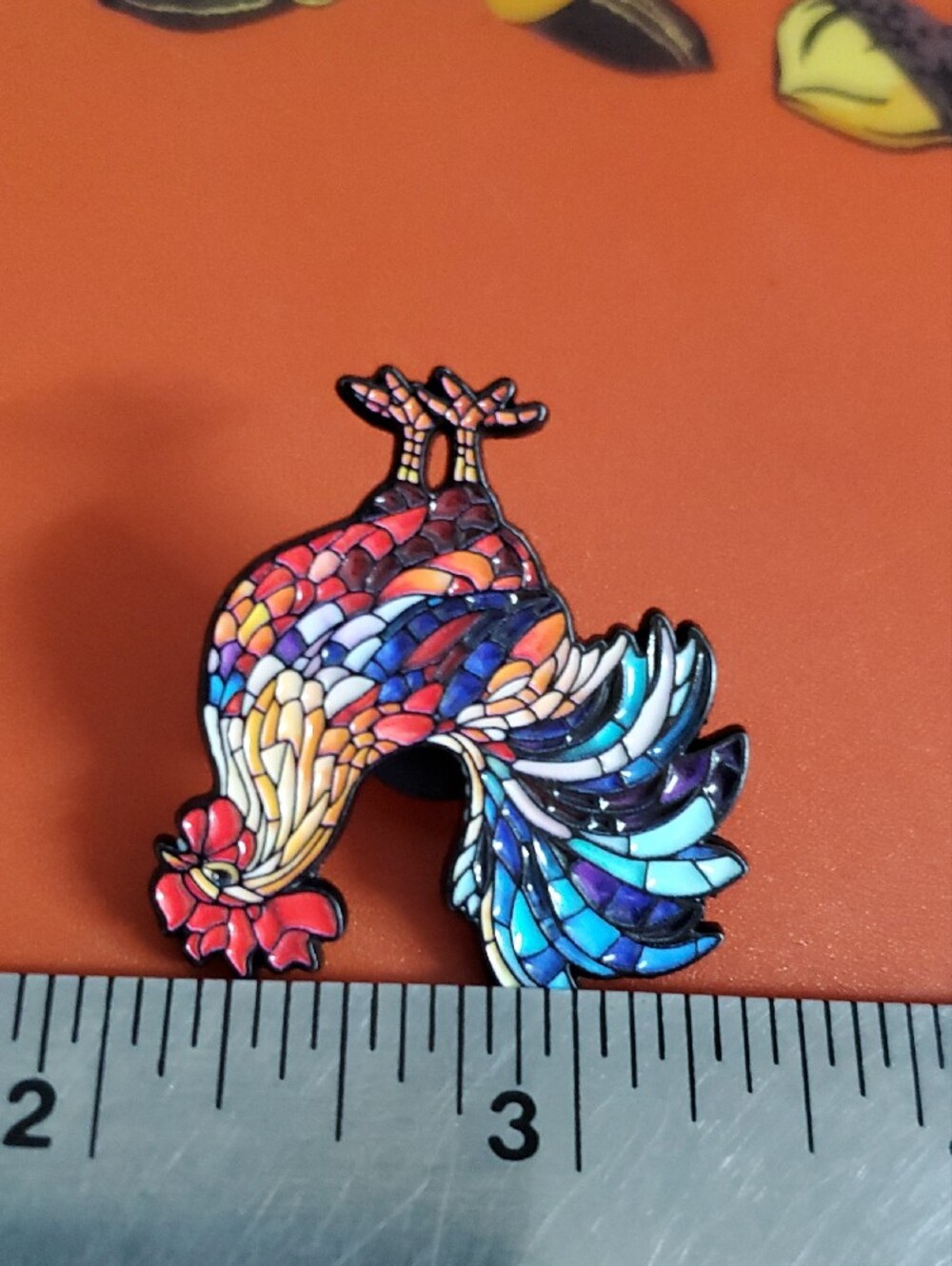 Colorful Rooster Bird Pin - Multicolor Accessory - Picture 4 of 5